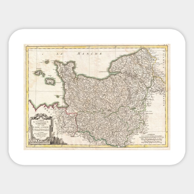 Vintage Map of Normandy (1771) Sticker by Bravuramedia